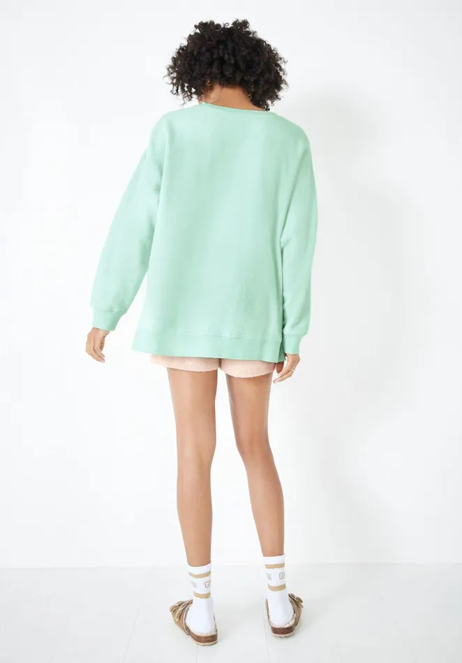 Sweatshirts and Hoodies Women Hush Mia Reversed Oversized Sweatshirt Duck Egg Green