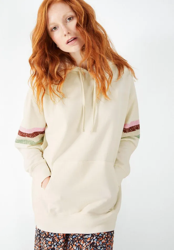 Sweatshirts and Hoodies Women Hush Striped Oversized Hoodie Vapour Grey