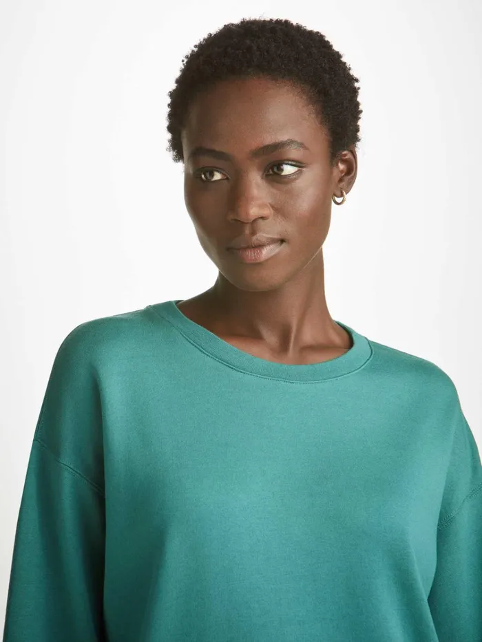 Sweatshirts Women Derek Rose Sweatshirt Quinn Cotton Modal Stretch Teal
