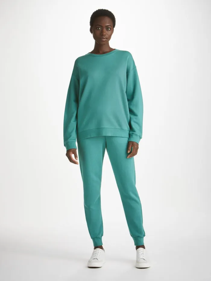 Sweatshirts Women Derek Rose Sweatshirt Quinn Cotton Modal Stretch Teal
