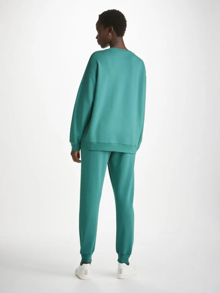 Sweatshirts Women Derek Rose Sweatshirt Quinn Cotton Modal Stretch Teal