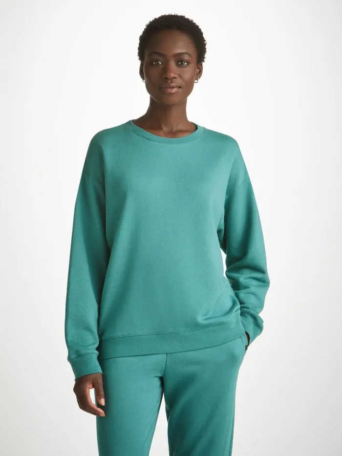 Sweatshirts Women Derek Rose Sweatshirt Quinn Cotton Modal Stretch Teal