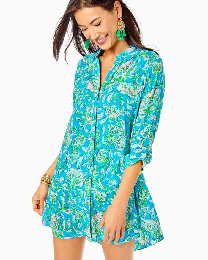 Swim Women Lilly Pulitzer Delphie OnePiece Swimsuit Cumulus Blue Seersucker Stripe Swim Women Lilly Pulitzer Delphie OnePiece Swimsuit Cumulus Blue Seersucker Stripe