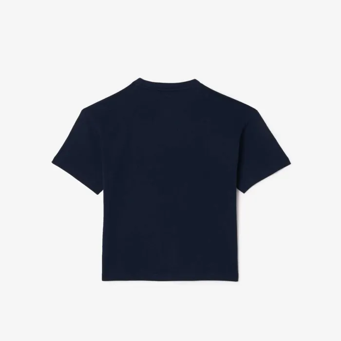 TShirts and Tops Kids Lacoste Kids039 Relaxed Fit Printed Cotton TShirt Navy Blue 166