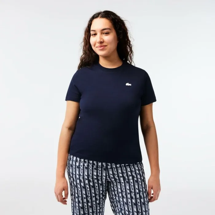TShirts and Tops Women Lacoste Women039s Organic Cotton UltraDry Jersey TShirt Navy Blue 166