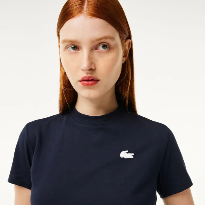 TShirts and Tops Women Lacoste Women039s Organic Cotton UltraDry Jersey TShirt Navy Blue 166