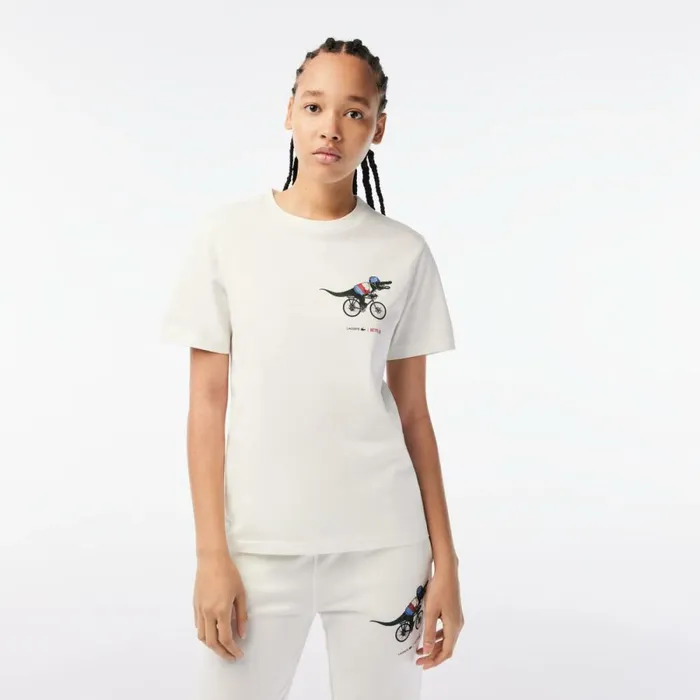 TShirts and Tops Women Lacoste Womens Lacoste X Netflix Organic Cotton Jersey TShirt White 70v TShirts and Tops Women Lacoste Womens Lacoste X Netflix Organic Cotton Jersey TShirt White 70v