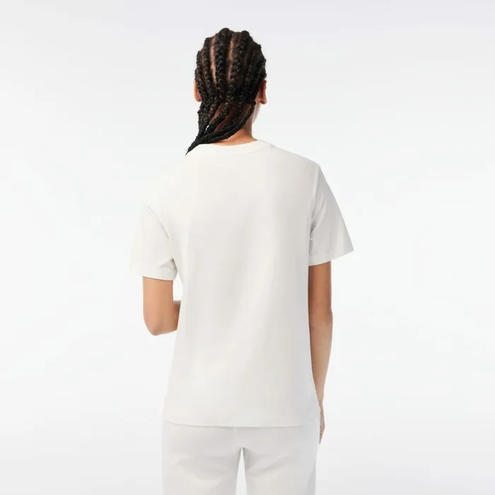 TShirts and Tops Women Lacoste Womens Lacoste X Netflix Organic Cotton Jersey TShirt White 70v