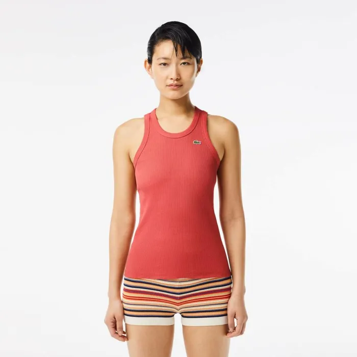TShirts and Tops Women Lacoste Womens Slim Fit Organic Cotton Tank Pink Zv9
