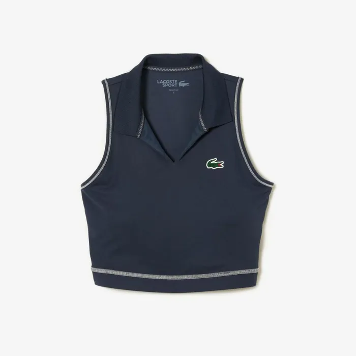 TShirts and Tops Women Lacoste Womens SPORT Polo Style Sports Bra Blue Kxe