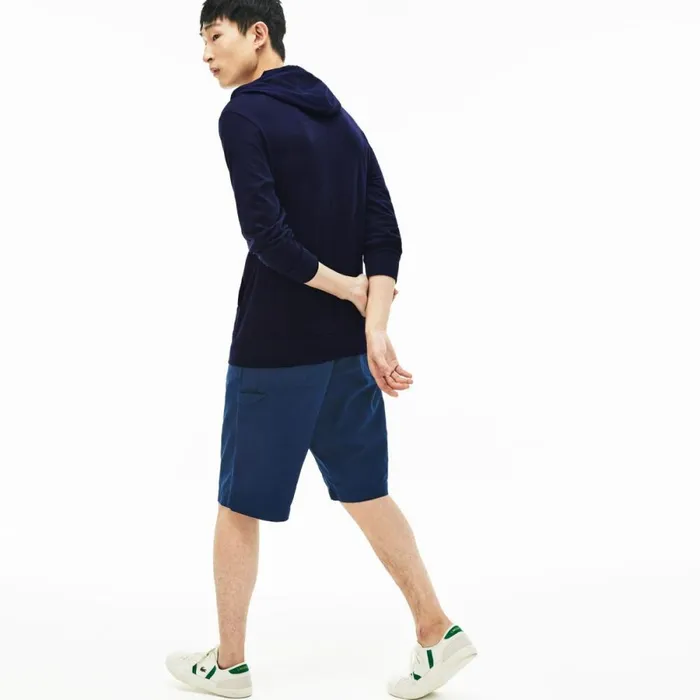 TShirts Men Lacoste Men039s Cotton Jersey Hooded TShirt Navy Blue 166