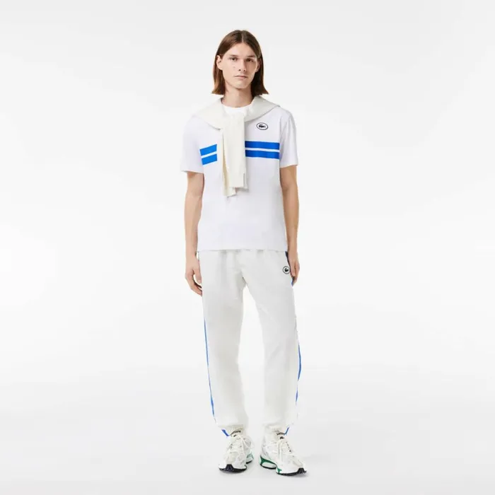 TShirts Men Lacoste Men039s Heritage Print Cotton TShirt White 001