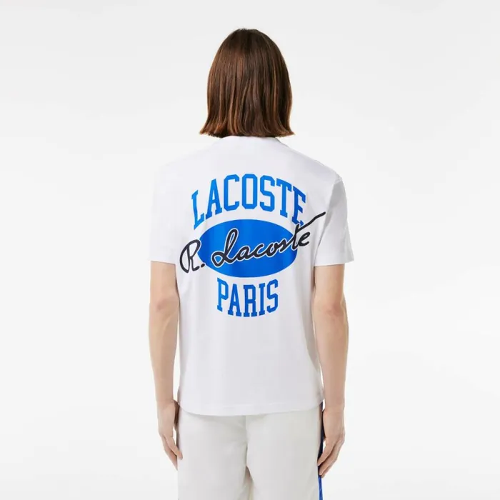 TShirts Men Lacoste Men039s Heritage Print Cotton TShirt White 001