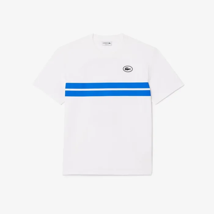 TShirts Men Lacoste Men039s Heritage Print Cotton TShirt White 001
