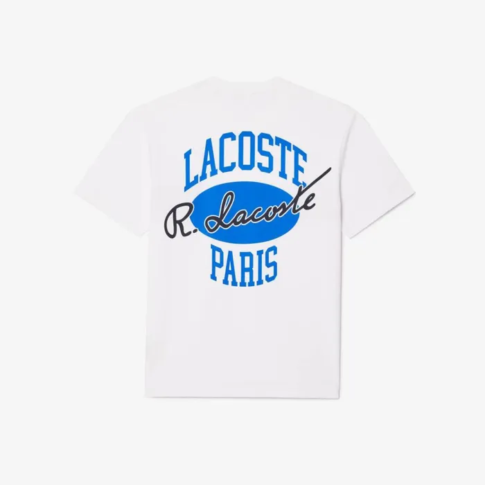 TShirts Men Lacoste Men039s Heritage Print Cotton TShirt White 001