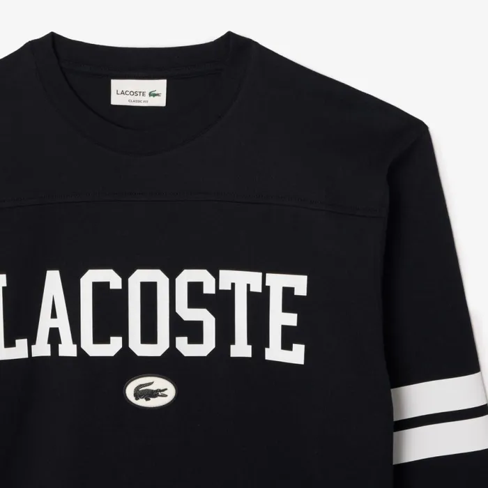 TShirts Men Lacoste Men039s Long Sleeve Brand Print TShirt Navy Blue White G45