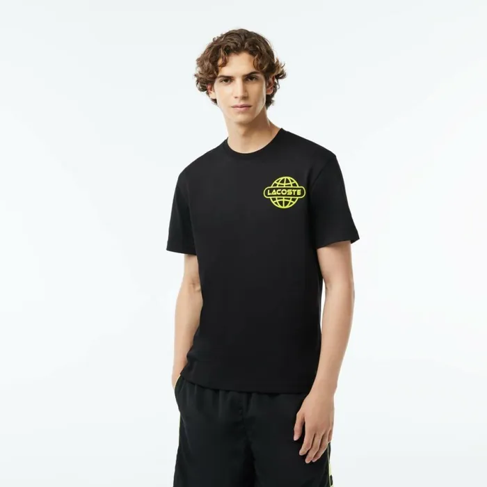 TShirts Men Lacoste Men039s Printed Heavy Cotton Jersey TShirt Black 031