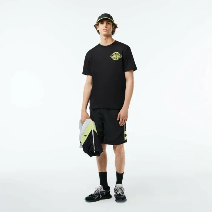 TShirts Men Lacoste Men039s Printed Heavy Cotton Jersey TShirt Black 031