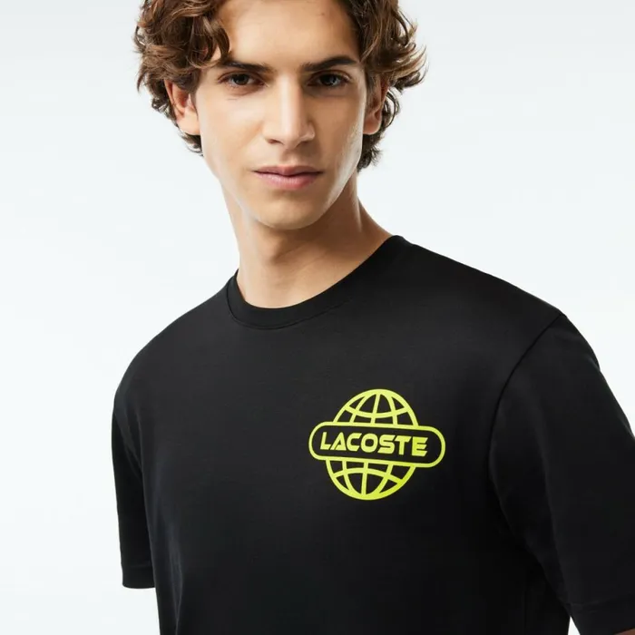 TShirts Men Lacoste Men039s Printed Heavy Cotton Jersey TShirt Black 031