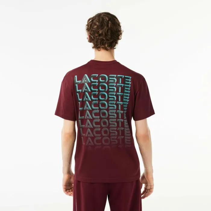 TShirts Men Lacoste Men039s Printed Heavy Cotton Jersey TShirt Bordeaux Yup