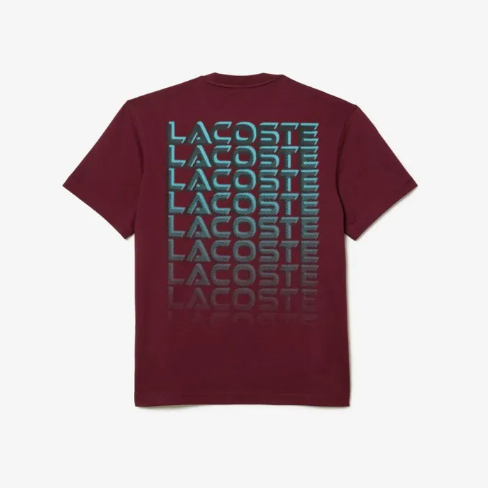 TShirts Men Lacoste Men039s Printed Heavy Cotton Jersey TShirt Bordeaux Yup