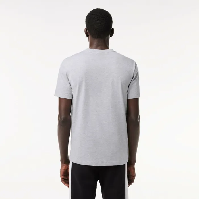 TShirts Men Lacoste Men039s Regular Fit Printed Colorblock TShirt Grey Chine Black 80p