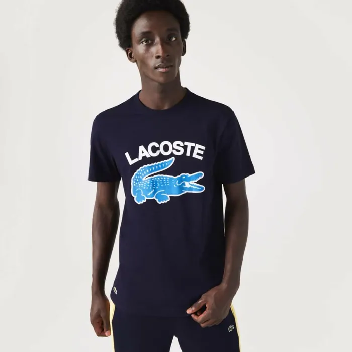 TShirts Men Lacoste Men039s Regular Fit XL Croc Print TShirt Navy Blue 166