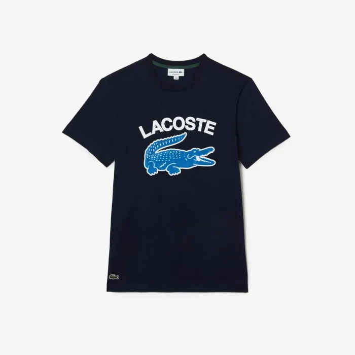 TShirts Men Lacoste Men039s Regular Fit XL Croc Print TShirt Navy Blue 166
