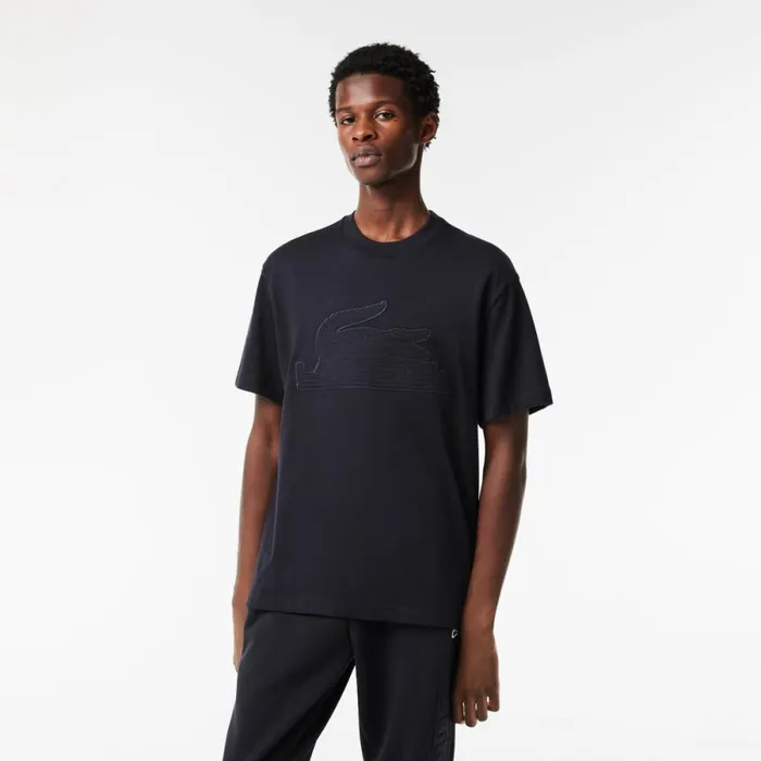 TShirts Men Lacoste Men039s Relaxed Fit Quilted Badge Jersey TShirt Abysm Blue Hde