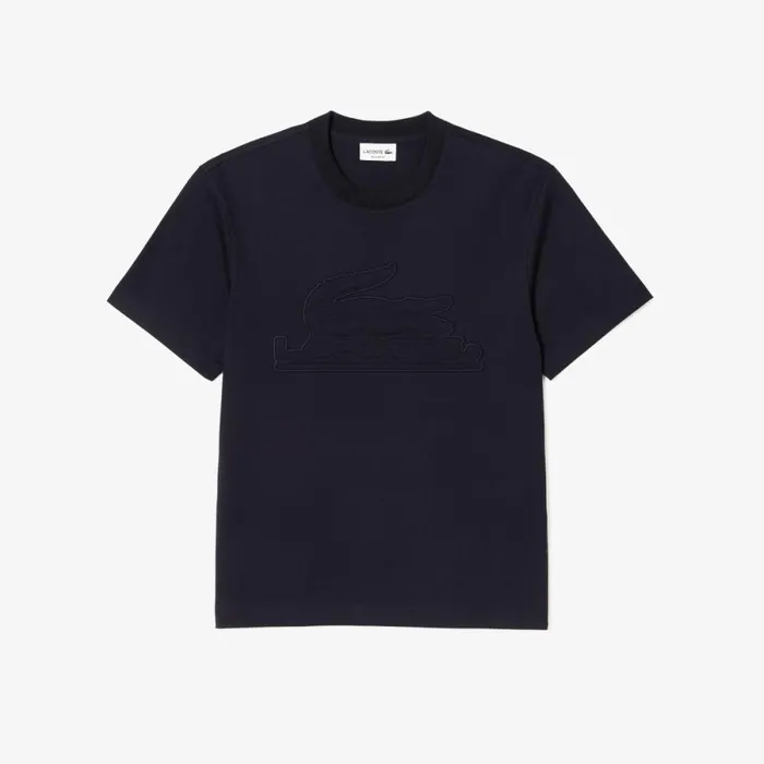 TShirts Men Lacoste Men039s Relaxed Fit Quilted Badge Jersey TShirt Abysm Blue Hde