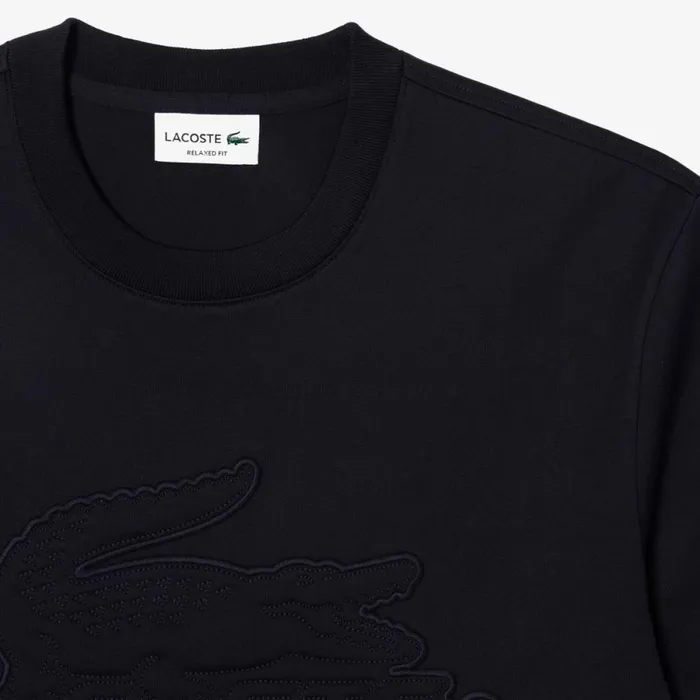 TShirts Men Lacoste Men039s Relaxed Fit Quilted Badge Jersey TShirt Abysm Blue Hde