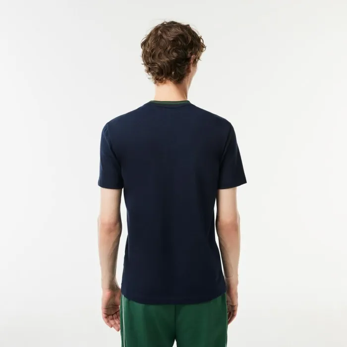 TShirts Men Lacoste Men039s Stripe Collar Stretch Piqu TShirt Navy Blue 166