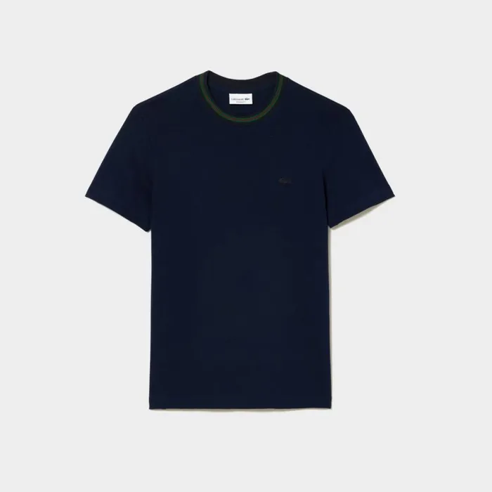TShirts Men Lacoste Men039s Stripe Collar Stretch Piqu TShirt Navy Blue 166