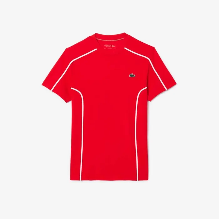 TShirts Men Lacoste Men039s UltraDry Piqu Tennis TShirt Red Currant F8m