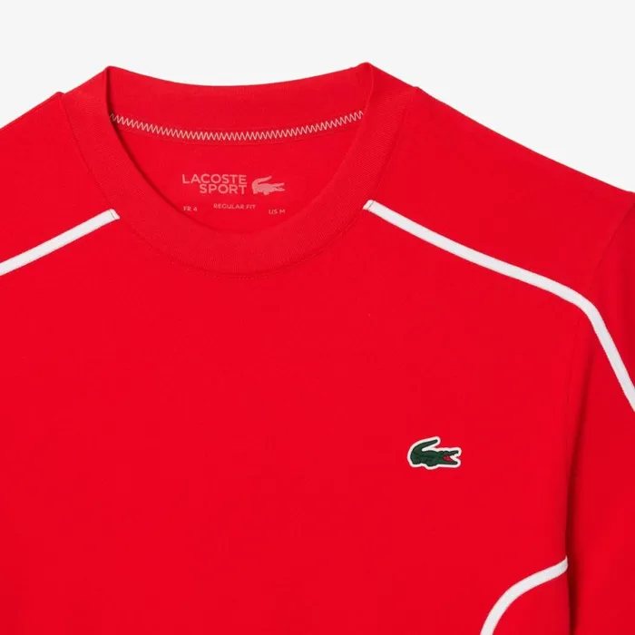 TShirts Men Lacoste Men039s UltraDry Piqu Tennis TShirt Red Currant F8m