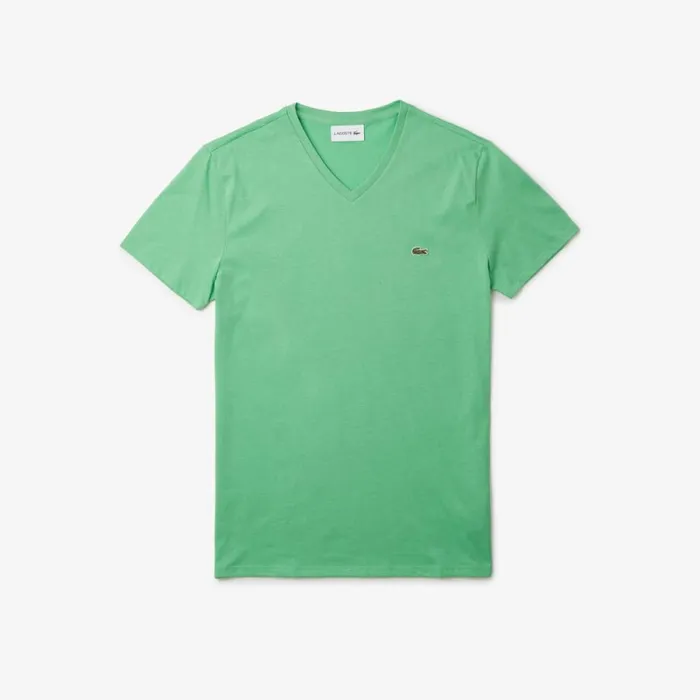 TShirts Men Lacoste Men039s VNeck Pima Cotton Jersey TShirt Green Uyx