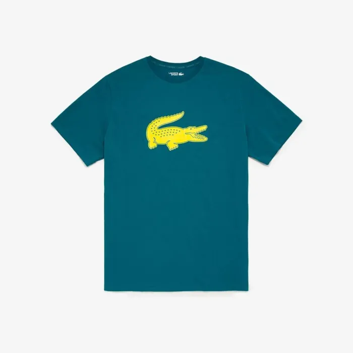 TShirts Men Lacoste Mens SPORT Big Fit Breathable Logo TShirt Green Yellow W9m