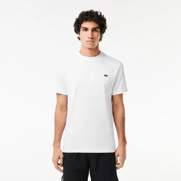 TShirts Men Lacoste Mens Sport Slim Fit Stretch Jersey TShirt White 001
