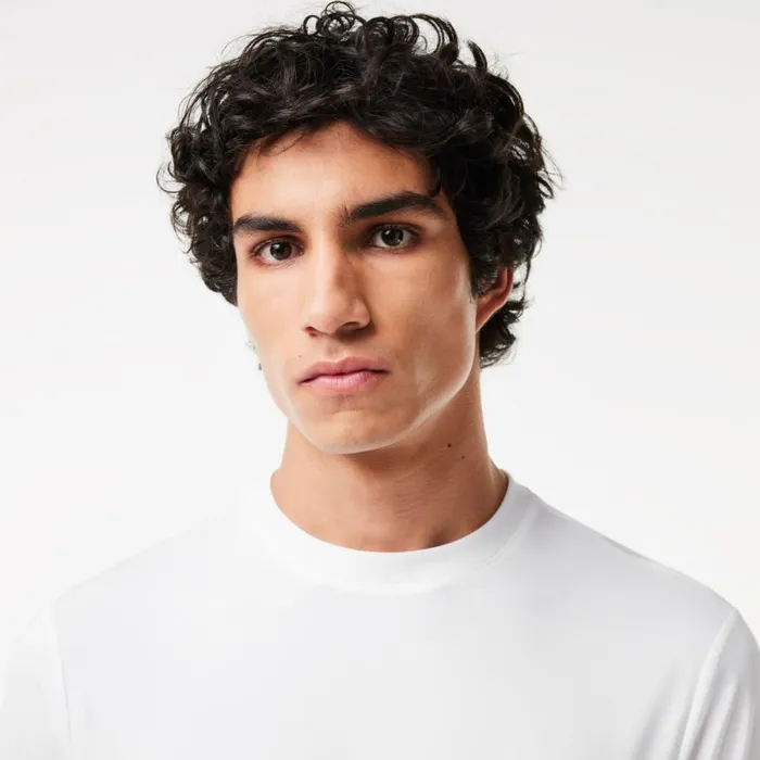 TShirts Men Lacoste Mens Sport Slim Fit Stretch Jersey TShirt White 001