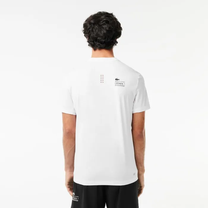TShirts Men Lacoste Mens Sport Slim Fit Stretch Jersey TShirt White 001