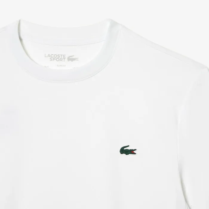 TShirts Men Lacoste Mens Sport Slim Fit Stretch Jersey TShirt White 001