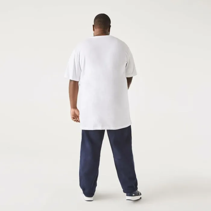 TShirts Men Lacoste Mens Tall Fit Ribbed VNeck Cotton TShirt White 001