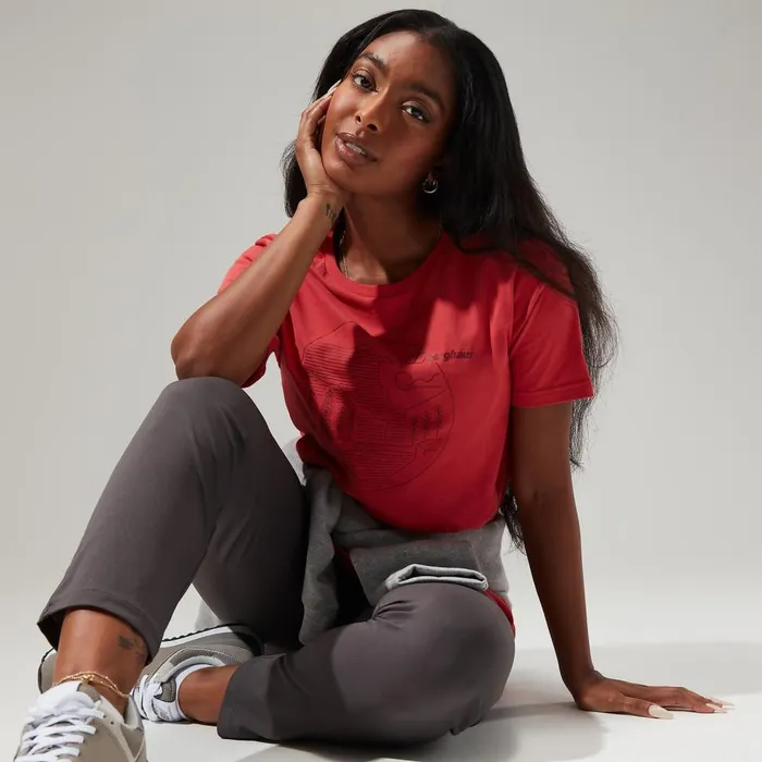 TShirts Women Berghaus Linear Landscape Super Stretch Tee Red