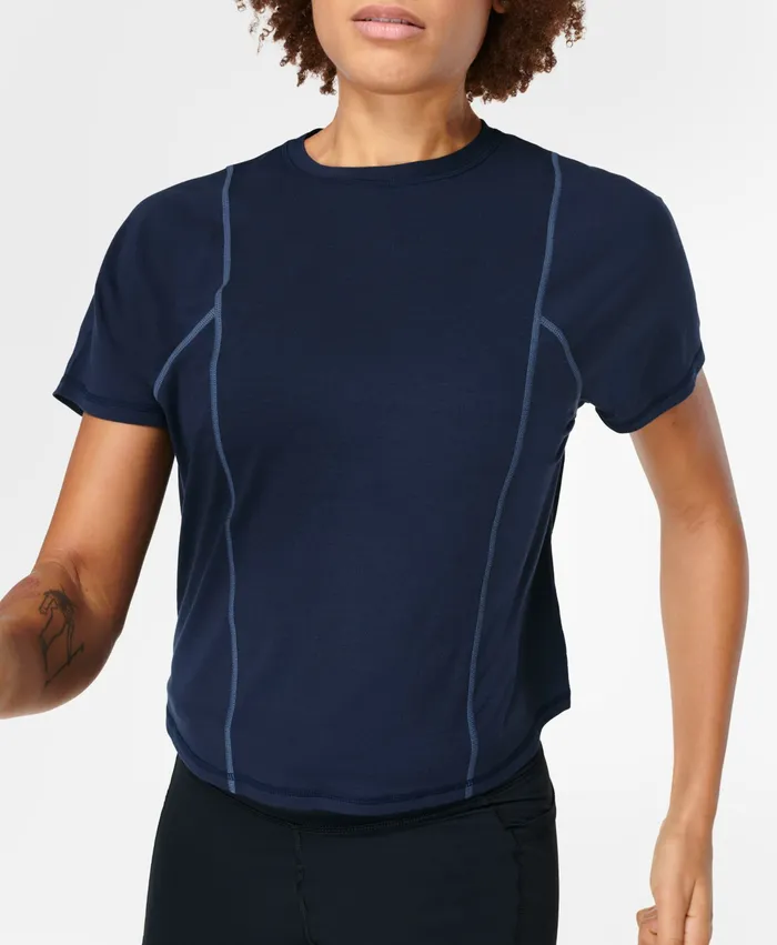 TShirts Women Sweaty Betty Haste Running Short Sleeve Top Navy Blue