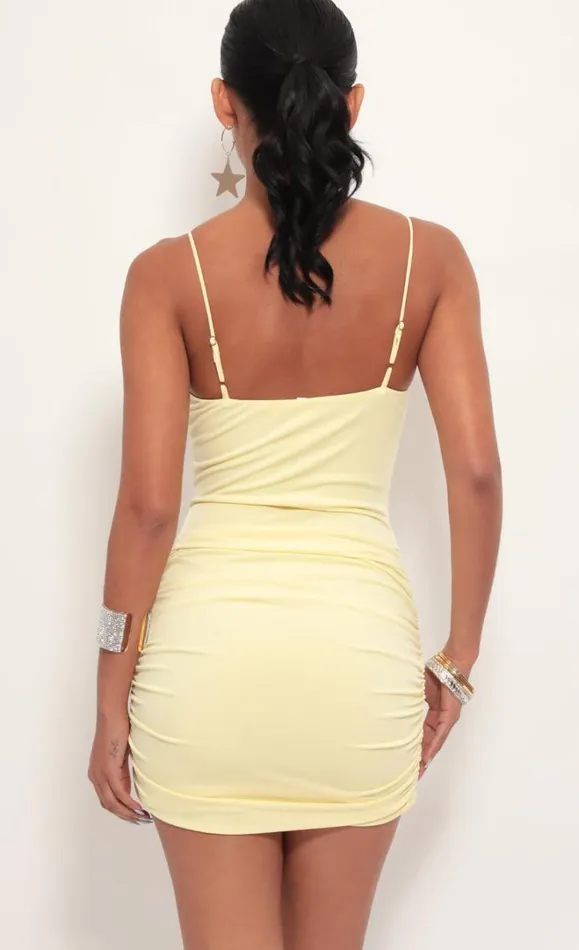 Talia Front Twist Dress Light Yellow Women LUCY IN THE SKY Mini Dresses