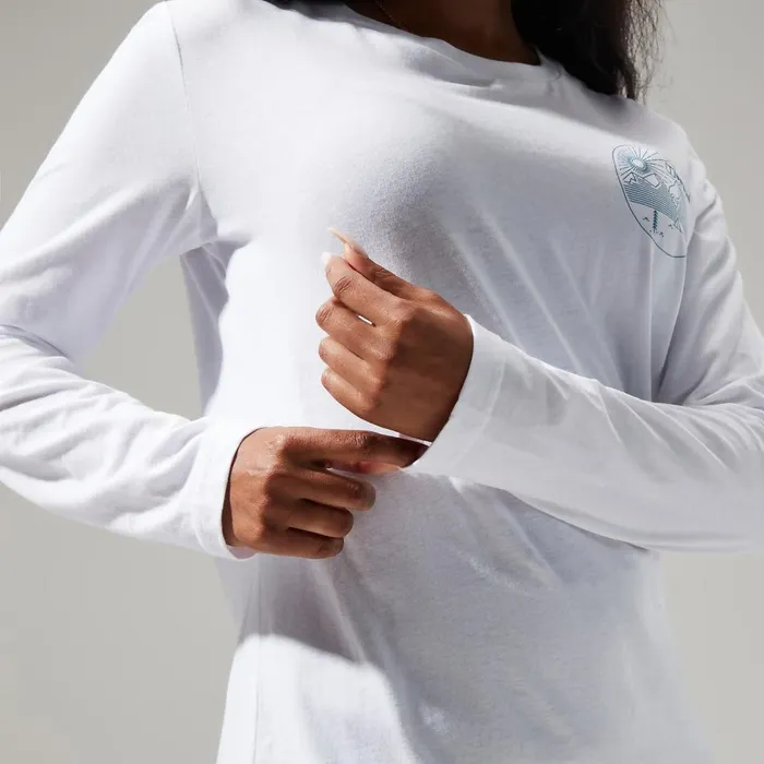 Technical Baselayers Women Berghaus Linear Landscape Long Sleeve Tee White