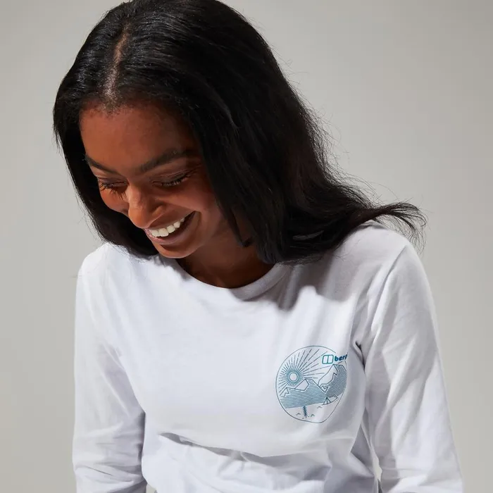 Technical Baselayers Women Berghaus Linear Landscape Long Sleeve Tee White