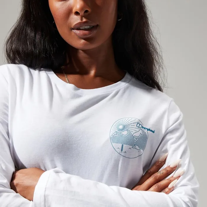 Technical Baselayers Women Berghaus Linear Landscape Long Sleeve Tee White