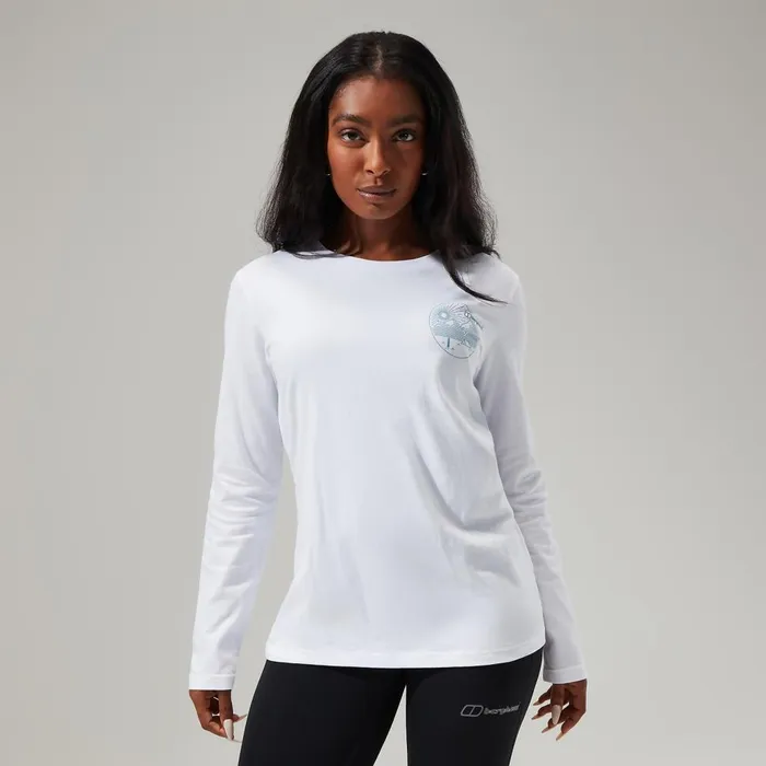 Technical Baselayers Women Berghaus Linear Landscape Long Sleeve Tee White