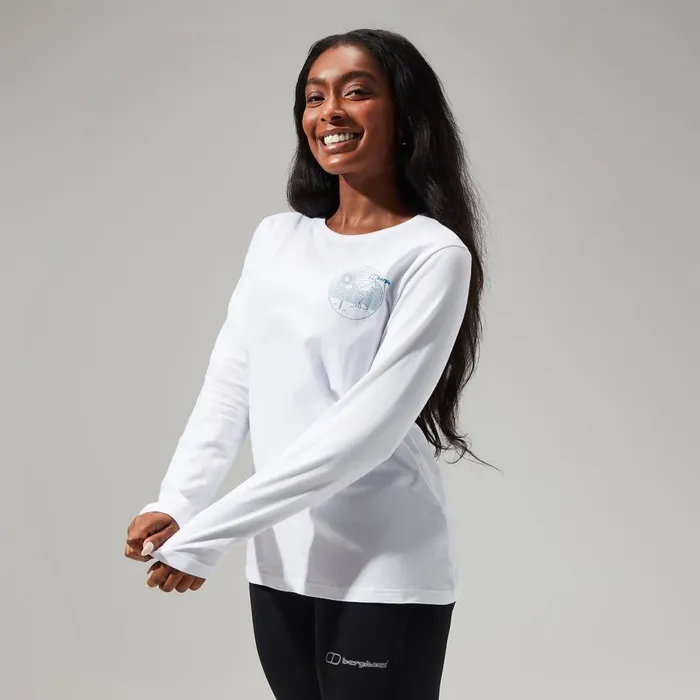 Technical Baselayers Women Berghaus Linear Landscape Long Sleeve Tee White